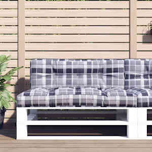 Poduška na palety šedá károvaná 120 x 40 x 12 cm textil - obrázek 1