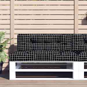 Poduška na palety černá károvaná 120 x 40 x 12 cm textil - obrázek 1