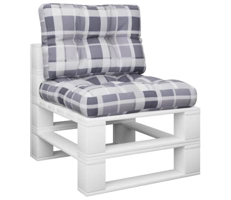 vidaXL Pallet Cushions 2 pcs Grey Check Pattern Fabric