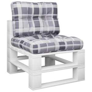 vidaXL Pallet Cushions 2 pcs Grey Check Pattern Fabric