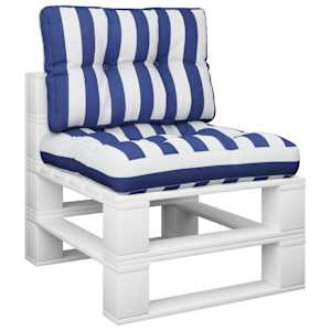 vidaXL Палетни възглавници, 2 бр, синьо-бели ивици, текстил