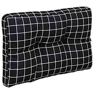 Podušky na palety 2 ks černé kárované textil - obrázek 4