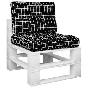 vidaXL Coussins de palette lot de 2 motif &agrave; carreaux noir tissu