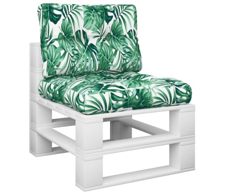 vidaXL Pallet Cushions 2 pcs Leaf Pattern Fabric