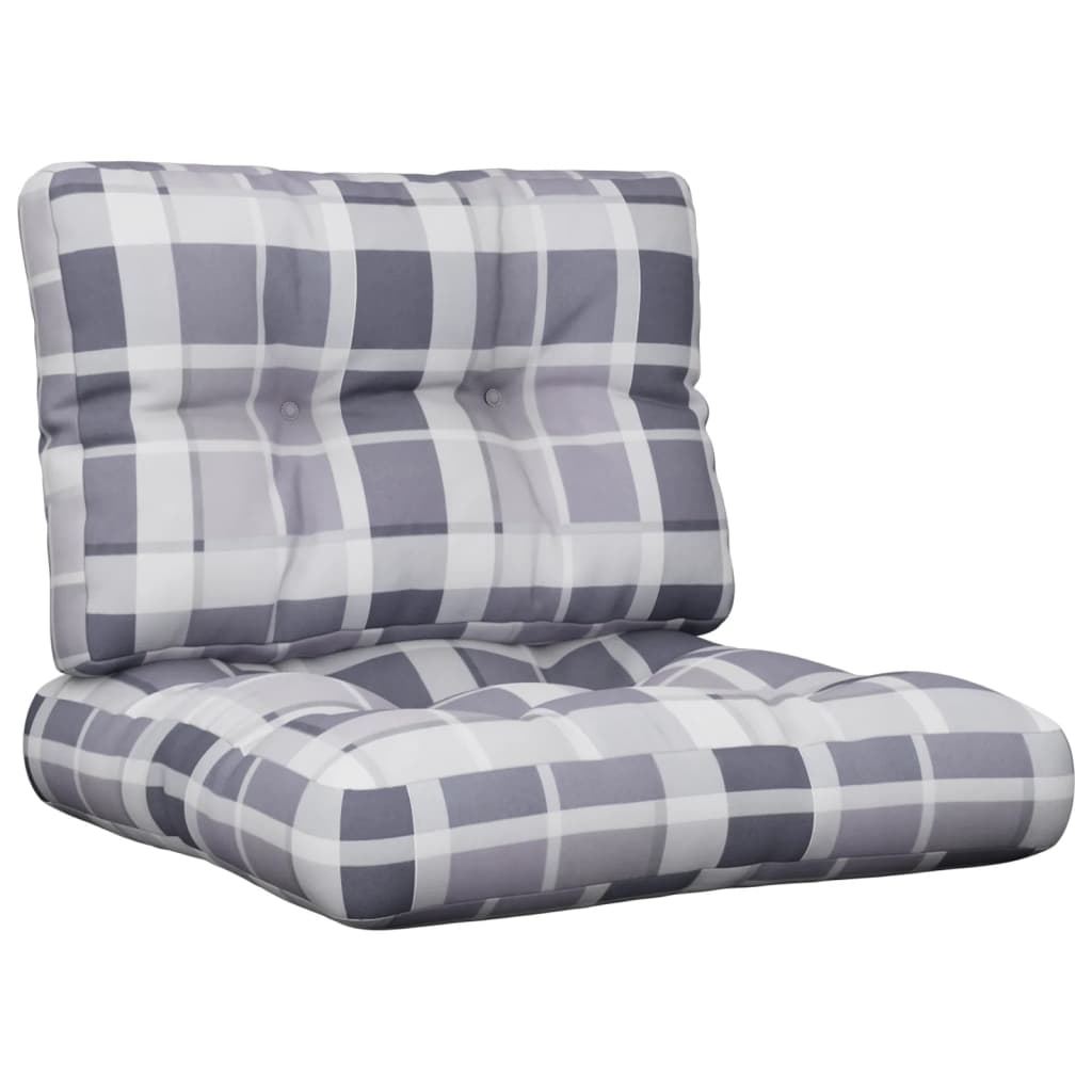 vidaXL Podušky na palety 2 ks šedé kárované textil