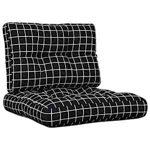 Podušky na palety 2 ks černé kárované textil - obrázek 2