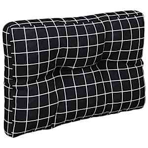 Podušky na palety 2 ks černé kárované textil - obrázek 4