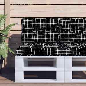 Blazine za palete 2 kosa črno karirasto blago