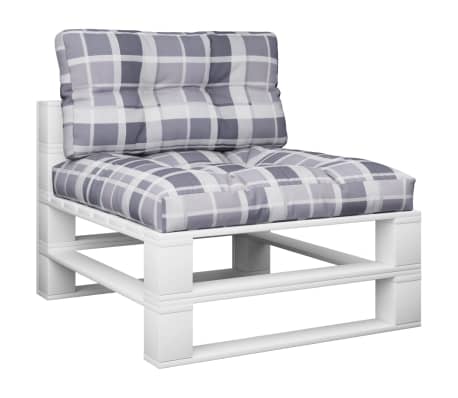 vidaXL Pallet Cushions 2 pcs Grey Check Pattern Fabric