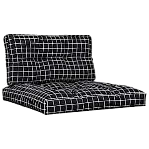 Podušky na palety 2 ks černé kárované textil - obrázek 2