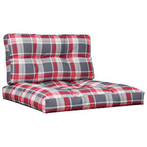 Podušky na palety 2 ks červené kárované textil - obrázek 2
