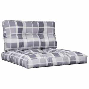 Podušky na palety 2 ks šedé kárované textil - obrázek 2