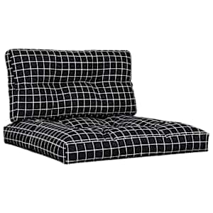 Podušky na palety 2 ks černé kárované textil - obrázek 2