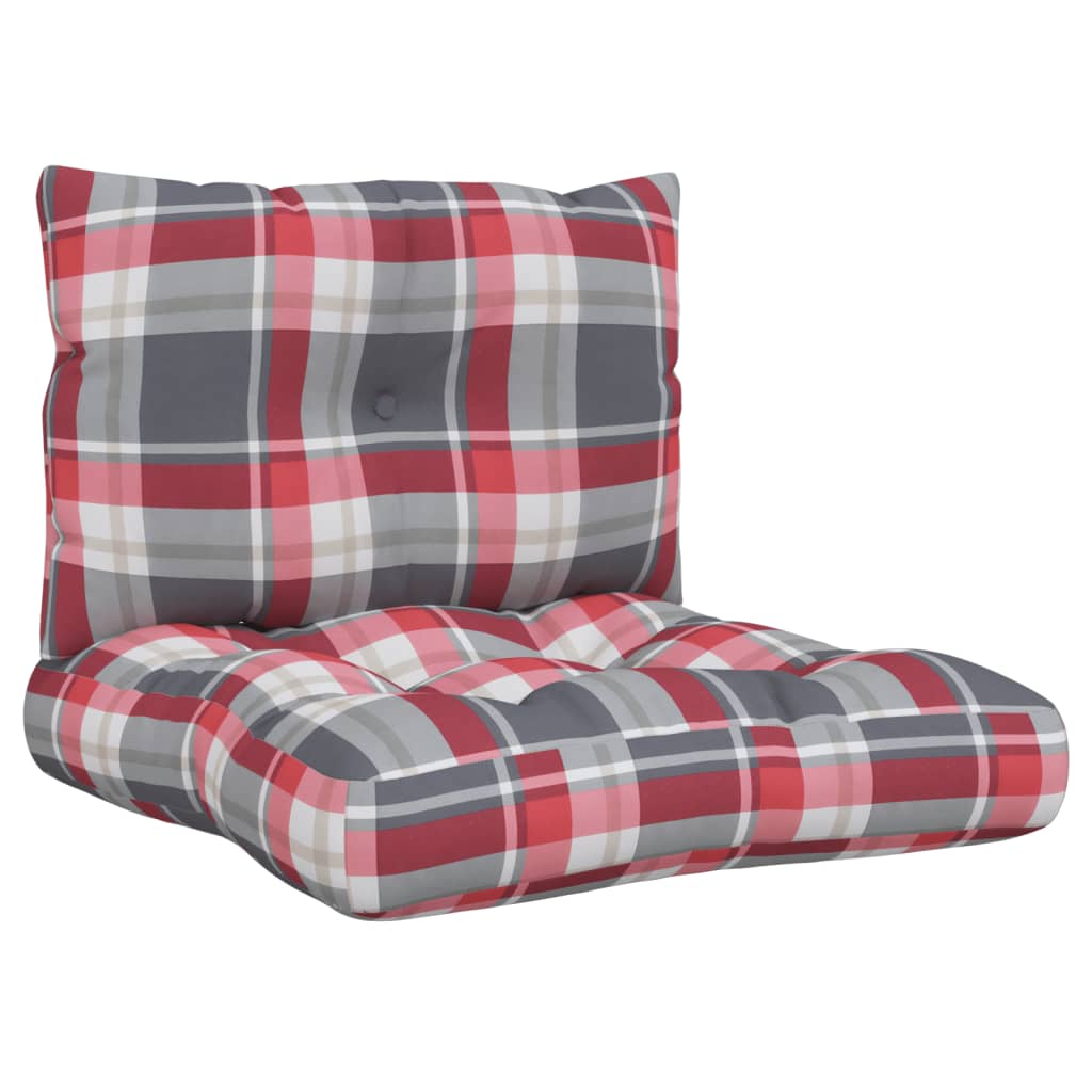 vidaXL Podušky na palety 2 ks červené kárované textil