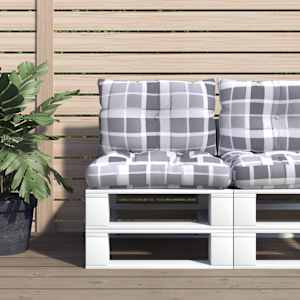 Blazine za palete 2 kosov sivo karo blago