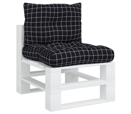 vidaXL Coussins de palette lot de 2 motif &agrave; carreaux noir tissu Oxford