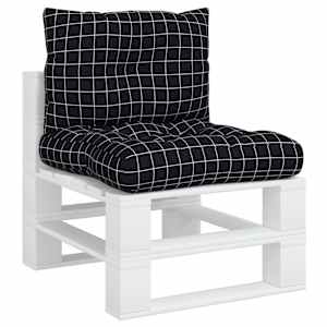 vidaXL Coussins de palette lot de 2 motif &agrave; carreaux noir tissu Oxford