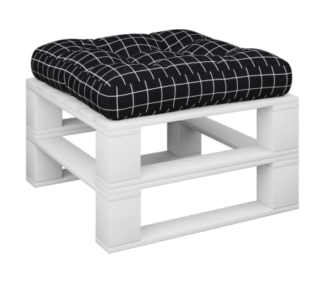 vidaXL Coussin de palette motif &agrave; carreaux noir 60x61,5x10 cm tissu
