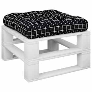 vidaXL Coussin de palette motif &agrave; carreaux noir 60x61,5x10 cm tissu