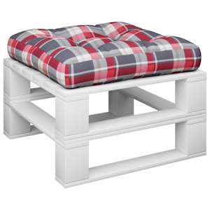 Poduška na palety červená károvaná 58 x 58 x 10 cm textil - obrázek 3