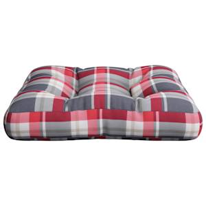 Poduška na palety červená károvaná 58 x 58 x 10 cm textil - obrázek 4