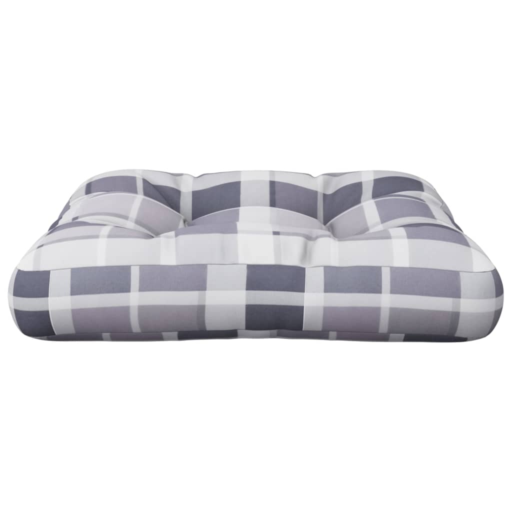 vidaXL Palletkussen 58x58x10 cm ruitpatroon stof grijs, foto 4