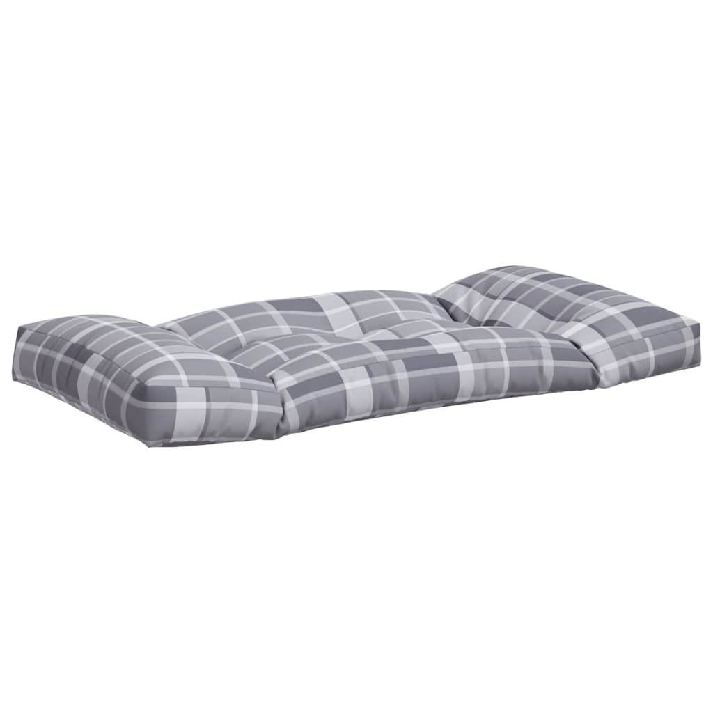 vidaXL Palletkussens 2 st ruitpatroon stof grijs, foto 4