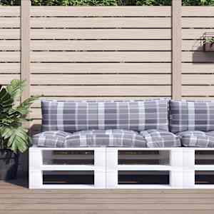 Blazine za palete 2 kosa sivo karirasto blago