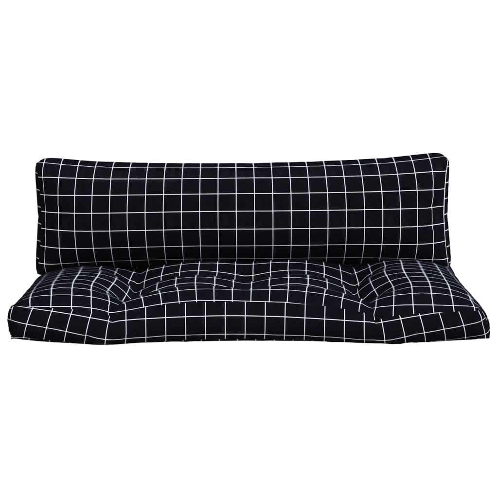 vidaXL Palletkussens 2 st ruitpatroon oxford stof zwart, foto 2