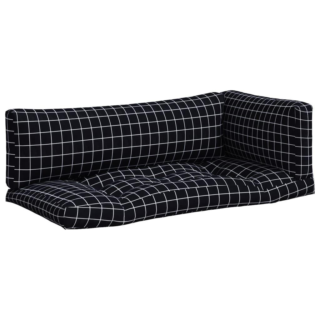 vidaXL Palletkussens 3 st ruitpatroon oxford stof zwart