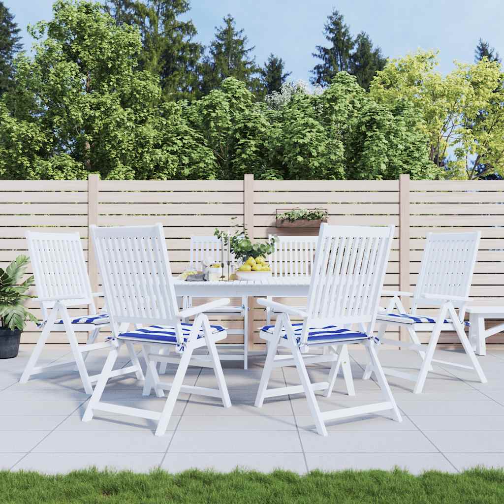 vidaXL Gartenstuhl-Kissen 6 Stk. Blau & Weiß Gestreift 40x40x4cm Stoff