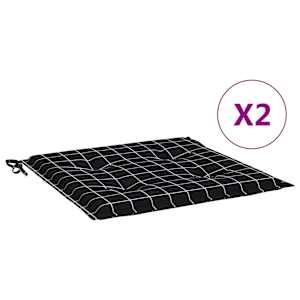 vidaXL aiatooli istmepadjad 2 tk, must ruudumuster, 40x40x3 cm, kangas