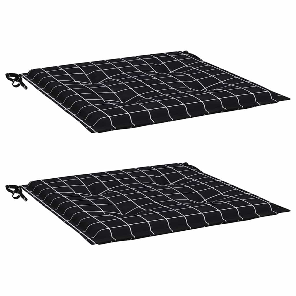 vidaXL Tuinstoelkussens 2 st ruitpatroon 40x40x3 cm stof zwart, foto 4
