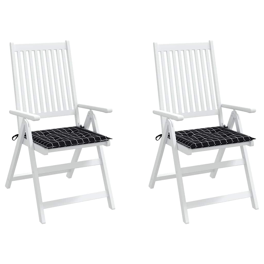 vidaXL Tuinstoelkussens 2 st ruitpatroon 40x40x3 cm stof zwart, foto 2
