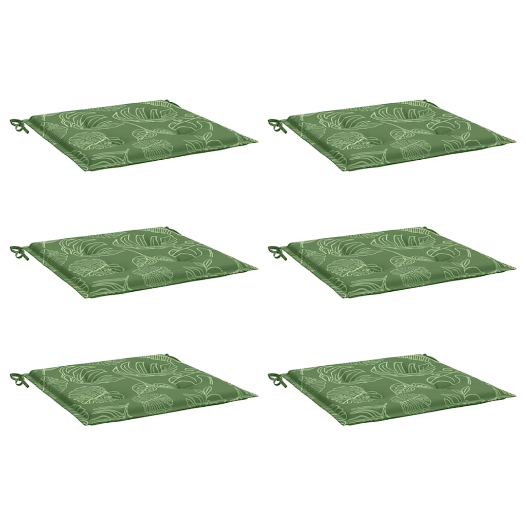 vidaXL Stoelkussens 6 st bladpatroon 40x40x4 cm stof afbeelding