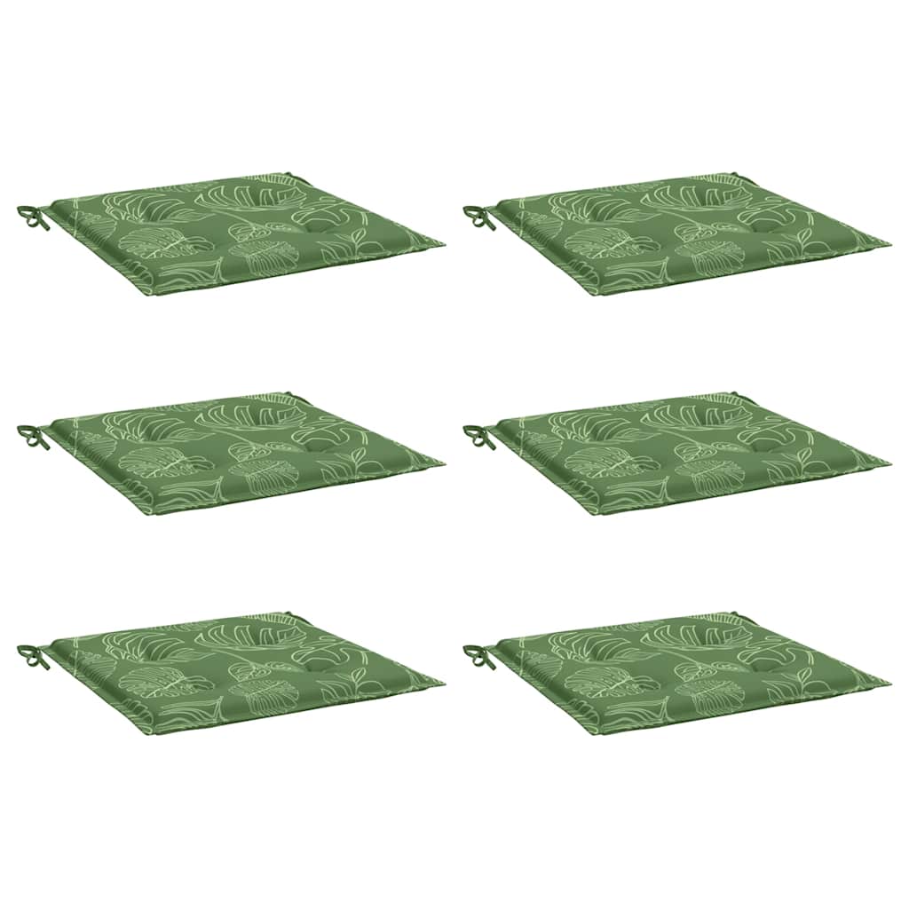 vidaXL Stoelkussens 6 st bladpatroon 40x40x3 cm stof groen, foto 4
