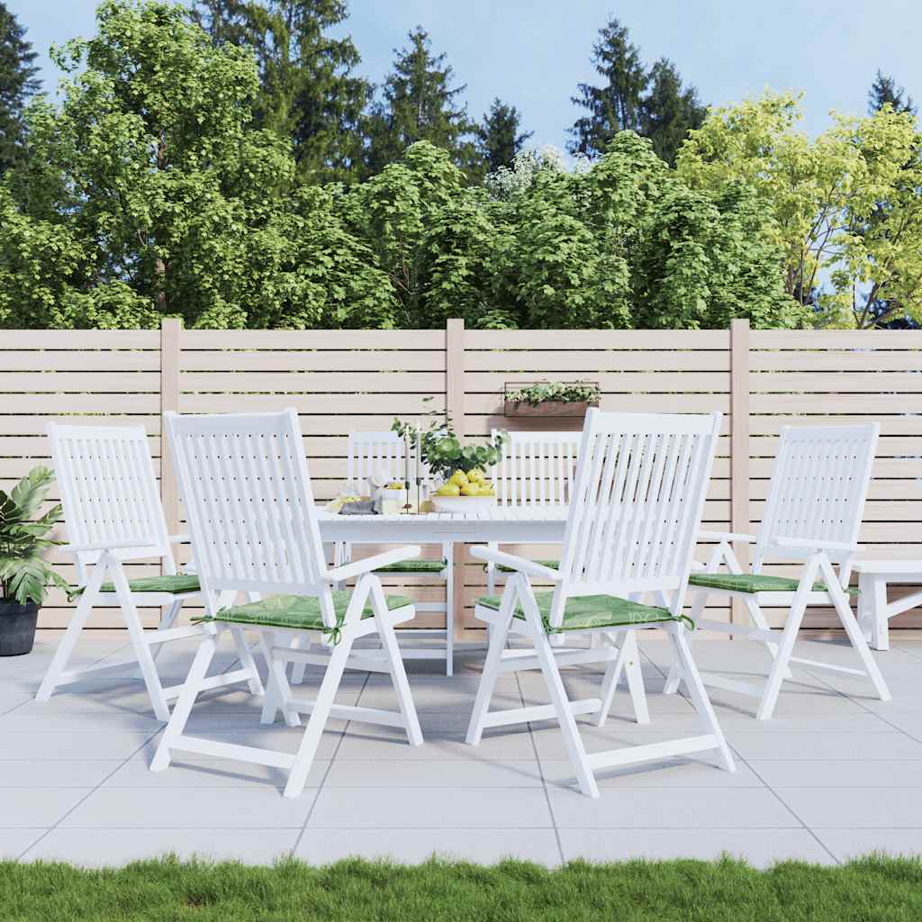 vidaXL Stoelkussens 6 st bladpatroon 40x40x3 cm stof Groen