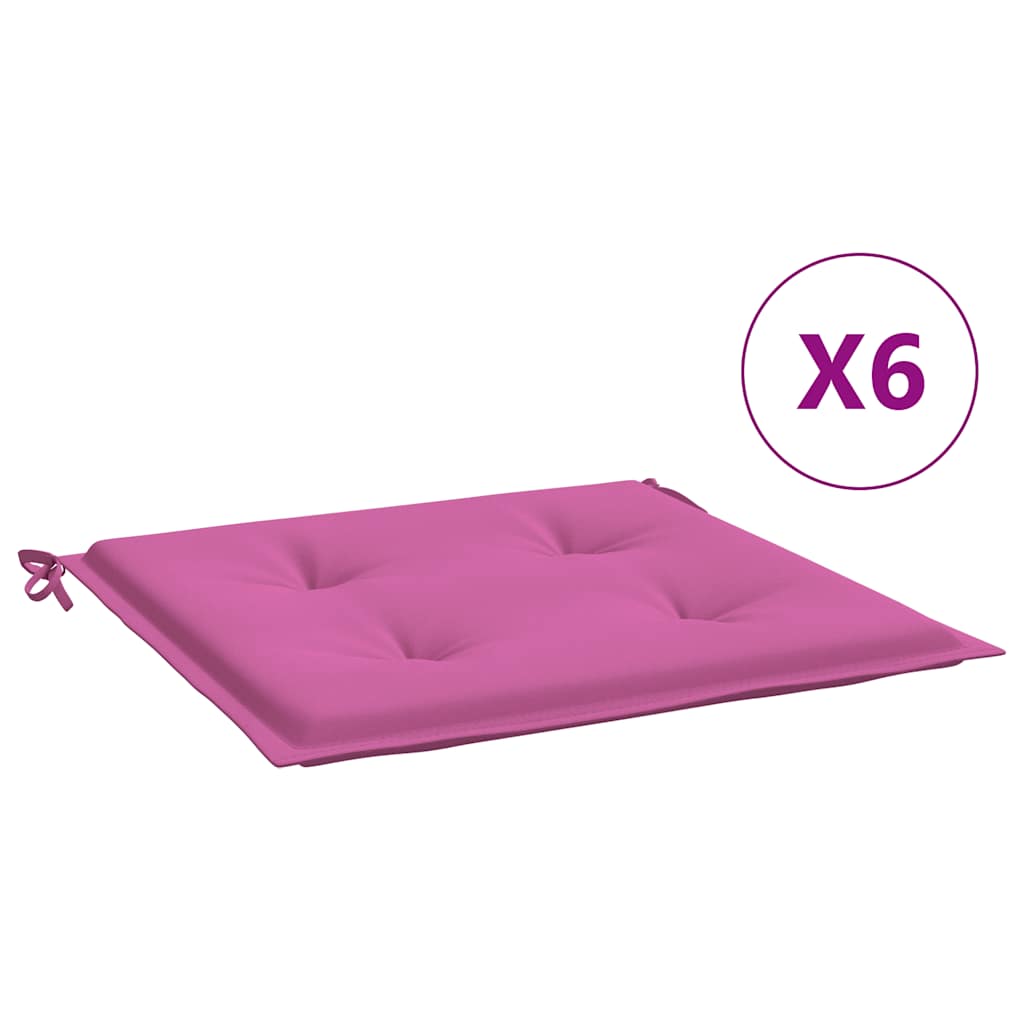 vidaXL Podušky na zahradní židli 6 ks růžové 40x40x4 cm textil