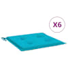 vidaXL aiatooli istmepadjad 6 tk, t&uuml;rkiissinine, 40x40x3 cm, kangas
