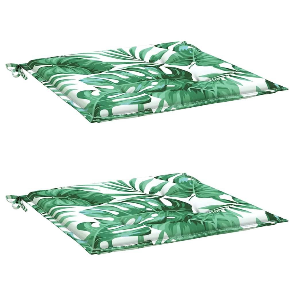vidaXL Stoelkussens 2 st bladpatroon 50x50x3 cm stof groen, foto 4