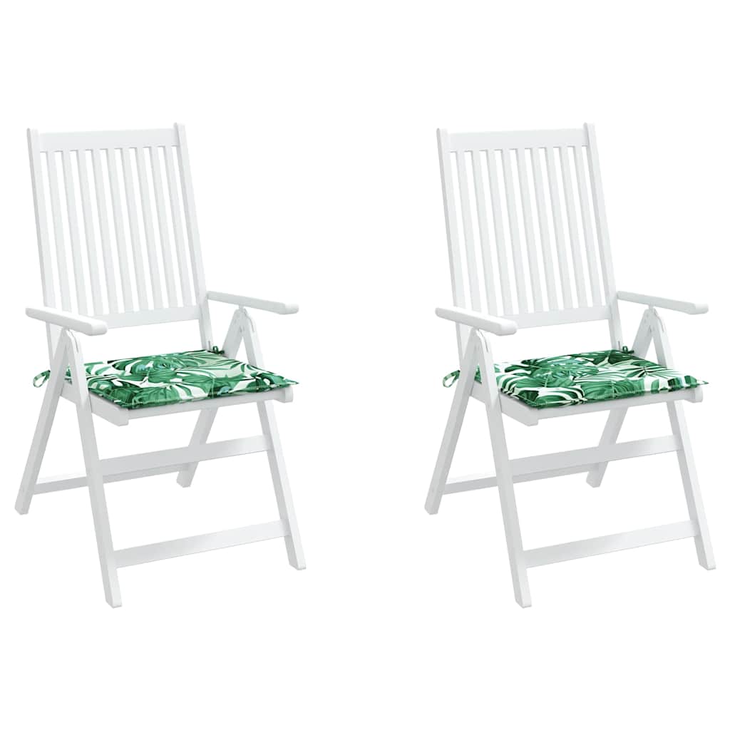 vidaXL Stoelkussens 2 st bladpatroon 50x50x3 cm stof groen, foto 2