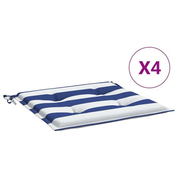 vidaXL aiatooli istmepadjad 4 tk, sinise/valge triibuline, 50x50x4 cm