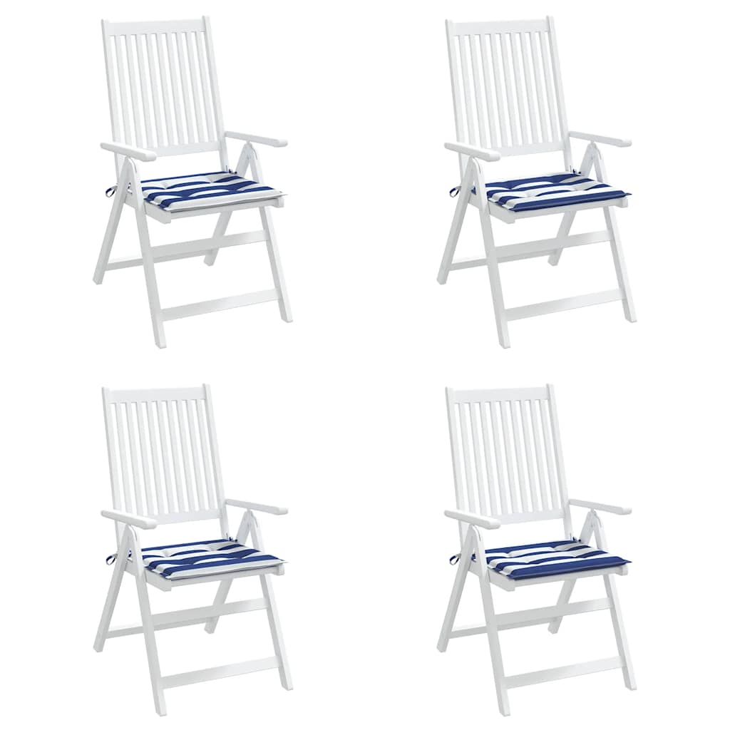 vidaXL Tuinstoelkussens 4 st gestreept 50x50x3 cm stof wit en blauw, foto 2