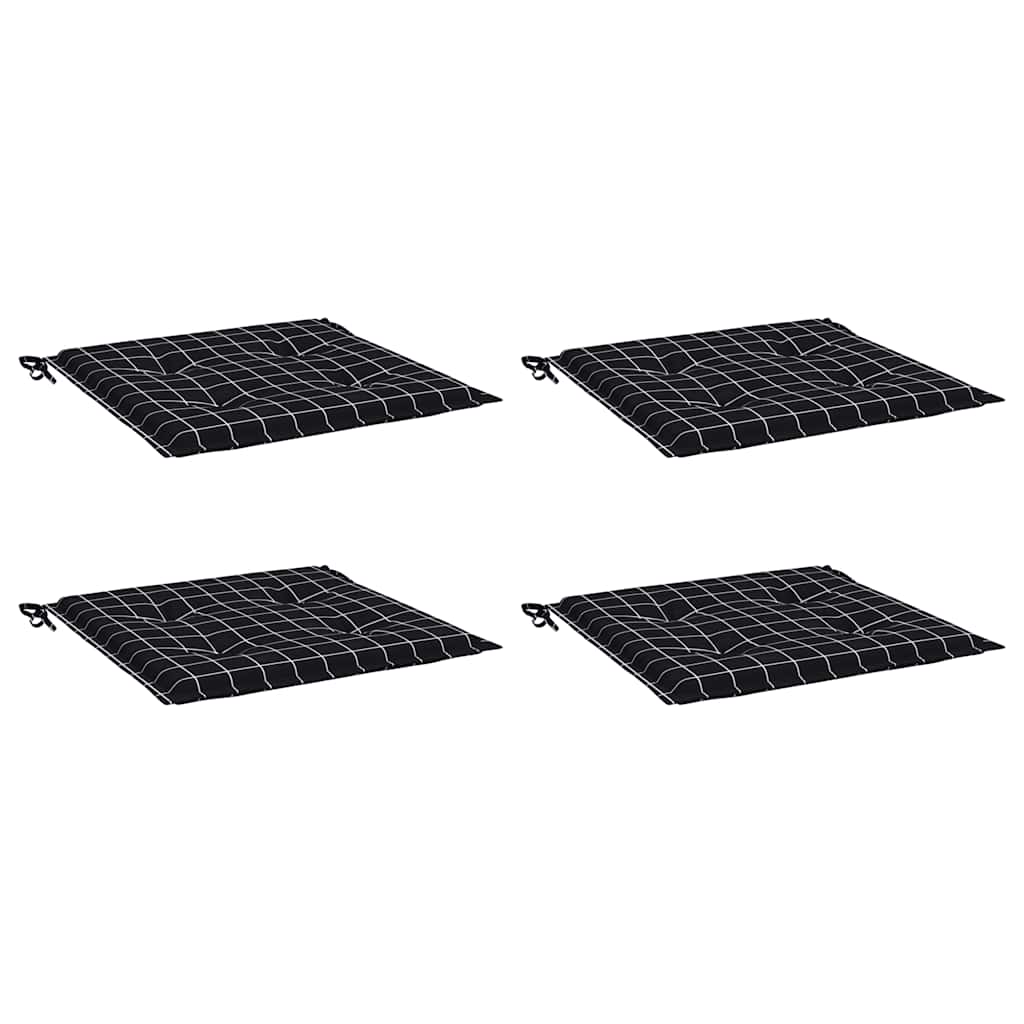 vidaXL Tuinstoelkussens 4 st ruitpatroon 50x50x3 cm stof zwart, foto 4