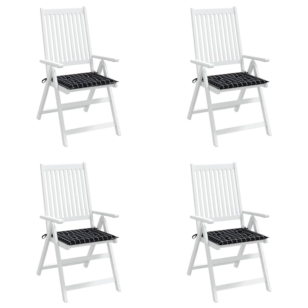vidaXL Tuinstoelkussens 4 st ruitpatroon 50x50x3 cm stof zwart, foto 2