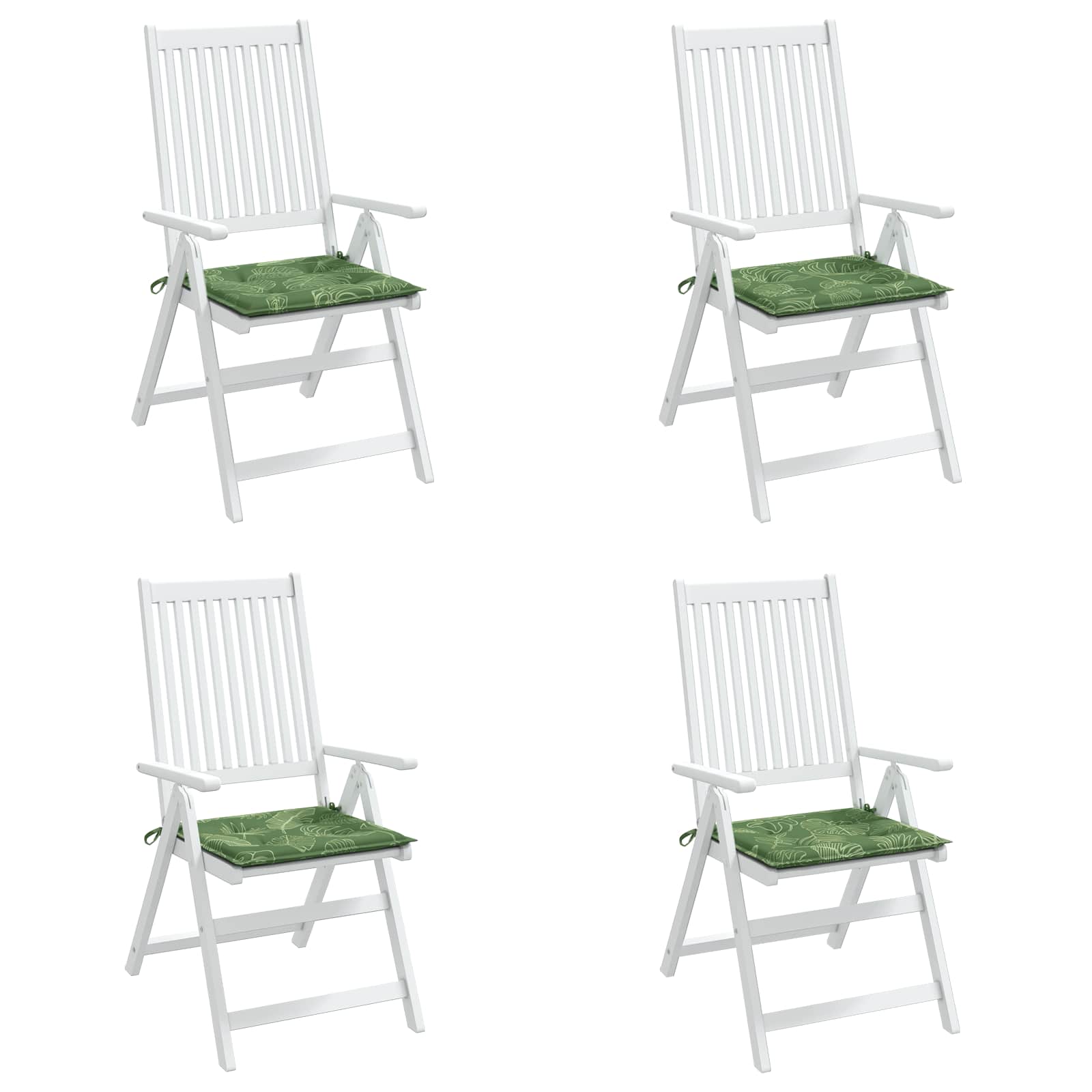 Stoelkussens 4 pcs Groen en Wit 50 x 50 x 4 cm Oxford Stof image 3