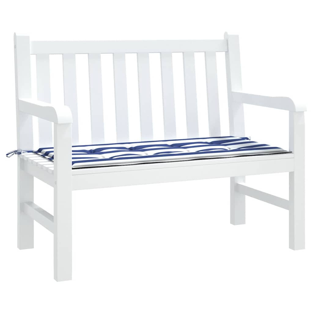 vidaXL Tuinbankkussen gestreept 100x50x4 cm oxford stof wit en blauw afbeelding