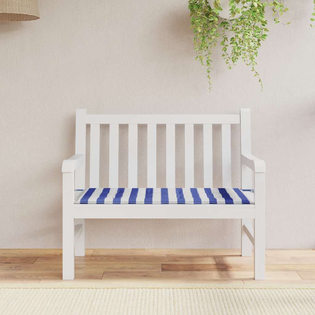 vidaXL Pernă bancă grădină, albastru&alb, 120x50x4 cm, textil oxford