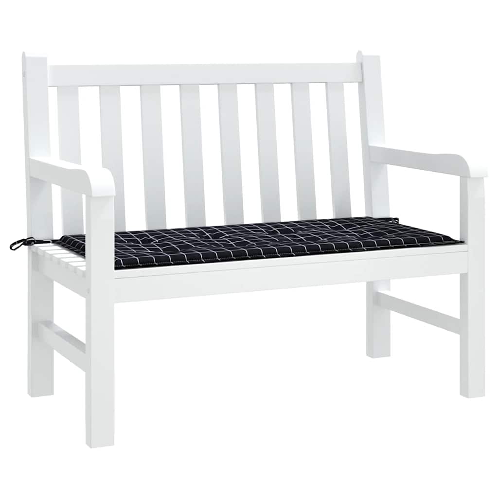 vidaXL Tuinbankkussen ruitpatroon 120x50x4 cm oxford stof zwart afbeelding