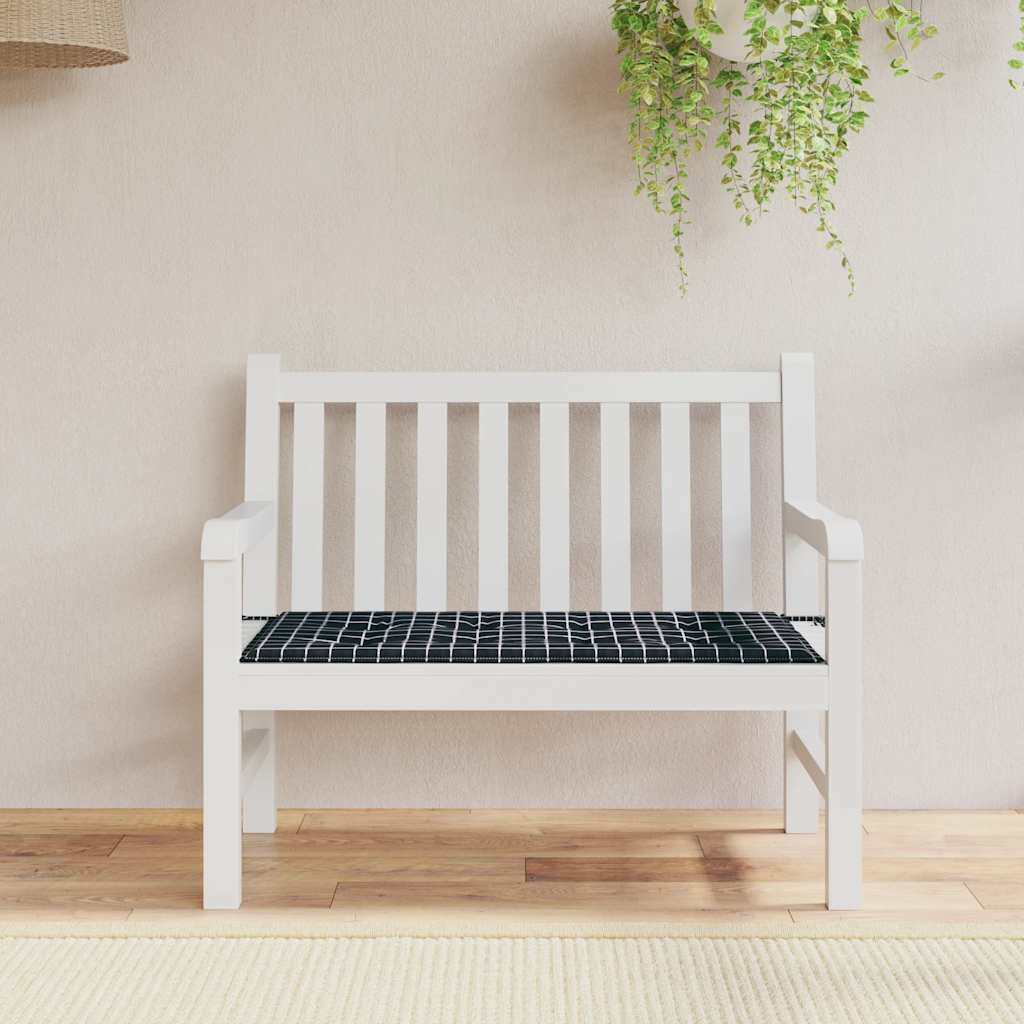Hynde Til Havebænk Oxfordstof - Sort og hvid / 120 x 50 x 3 cm